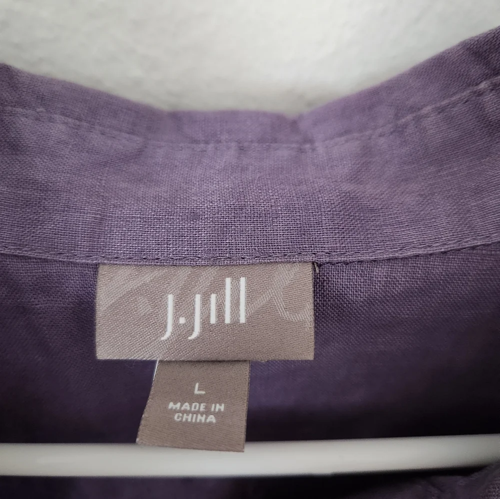 J Jill 100% Linen Button Shirt Women XL Quiet Luxury Collared Office Modest - Picture 2 of 4